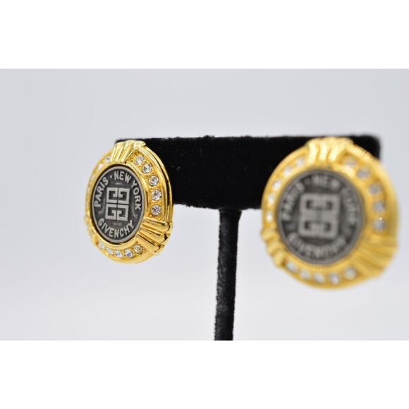 Givenchy Vintage Coin Clip Earrings Logo Medallion Gold Runway Signed 1980s BinX - Picture 3 of 12